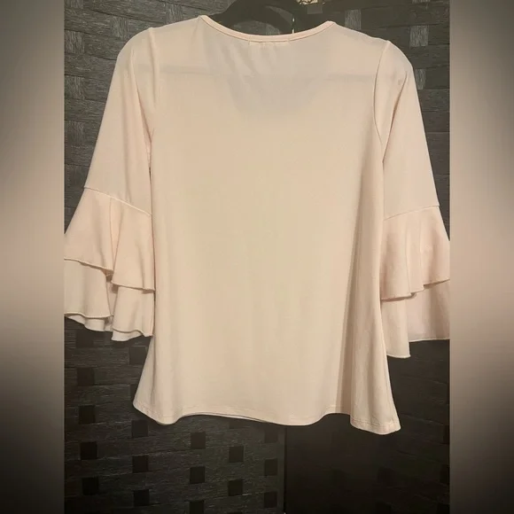 89th & Madison Womens Baby Pink Ruffle Sleeve Blouse Small - Picture 7 of 7